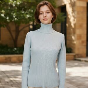 Ribbed Knit Long Sleeve Turtleneck